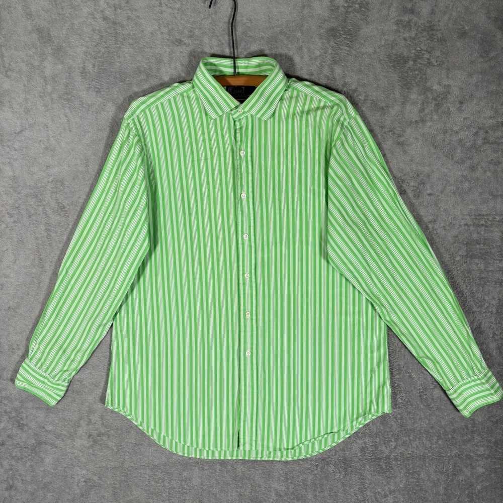 Polo Ralph Lauren Regent Classic Fit Green White Striped Dress Shirt 16.5 L